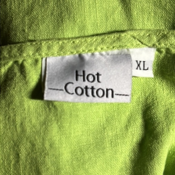 Hot Cotton coastal grandma lime green 3/4 sleeve cotton linen tunic XL - Picture 6 of 6